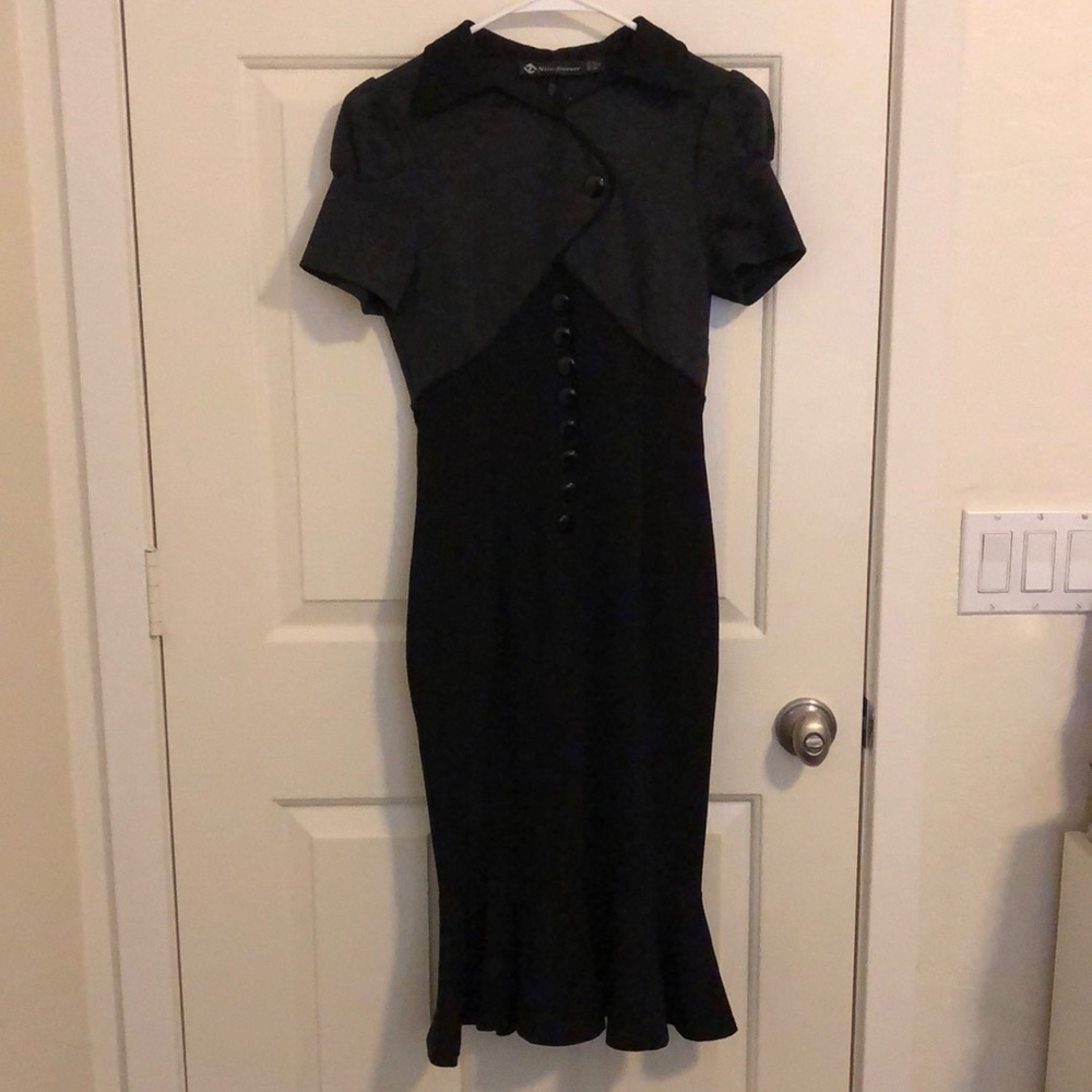 1930s style faux button front mermaid skirt dress